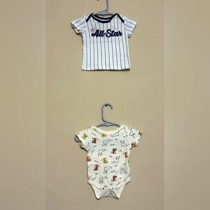 Baby bundle - 0-3 months -All-Star Striped Shirt and Dog Print Onesie Set
